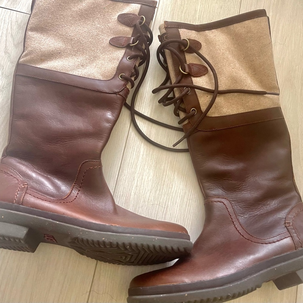 UGG Elsa Waterproof Leather & Wool Equestrian Boot